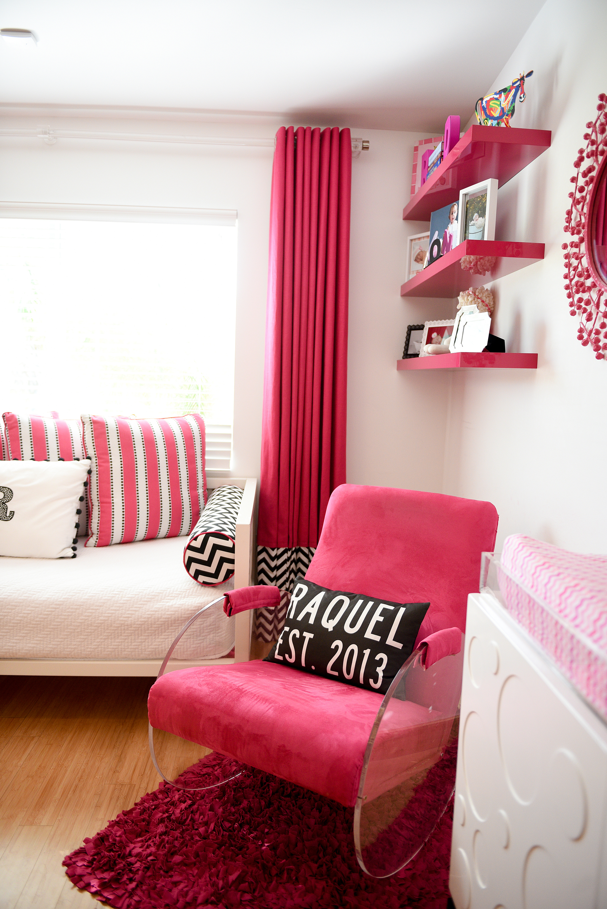 Modern Hot Pink and White Girl's Nursery