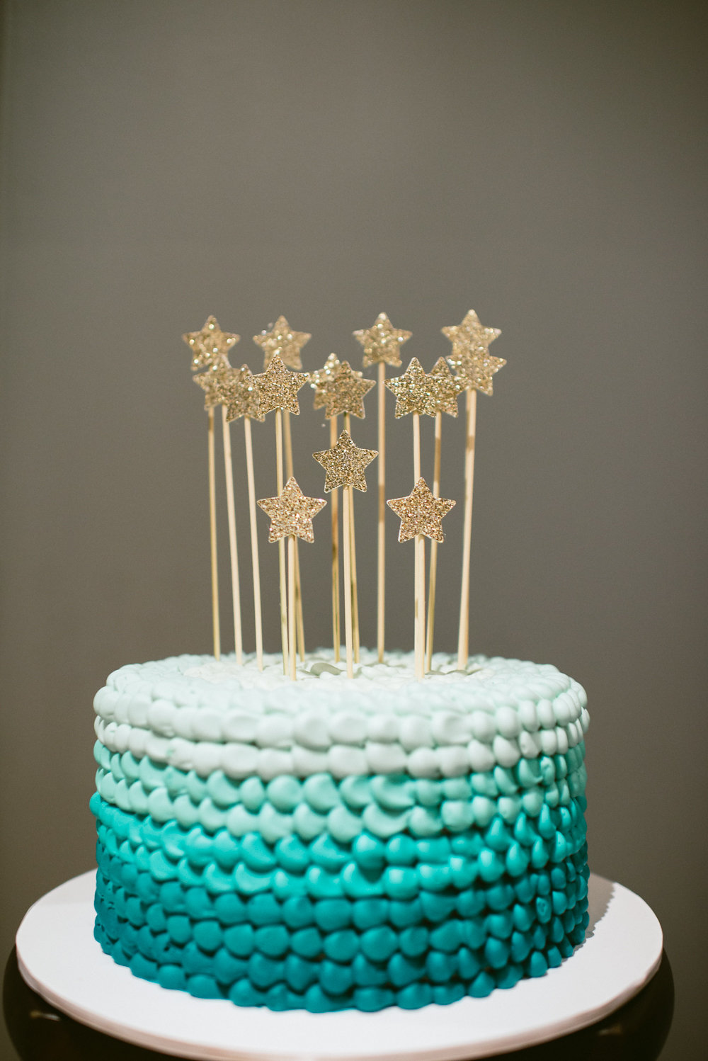 Teal Ombre Cake for this Wish Upon a Star Baby Shower