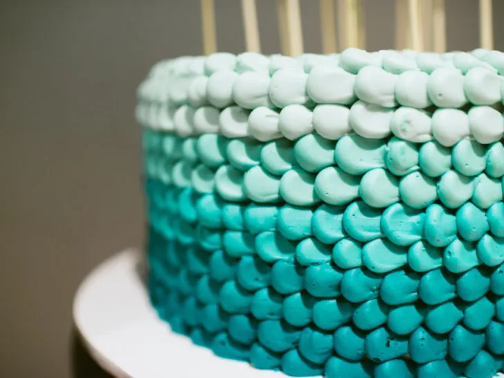 Teal Ombre Baby Shower Cake