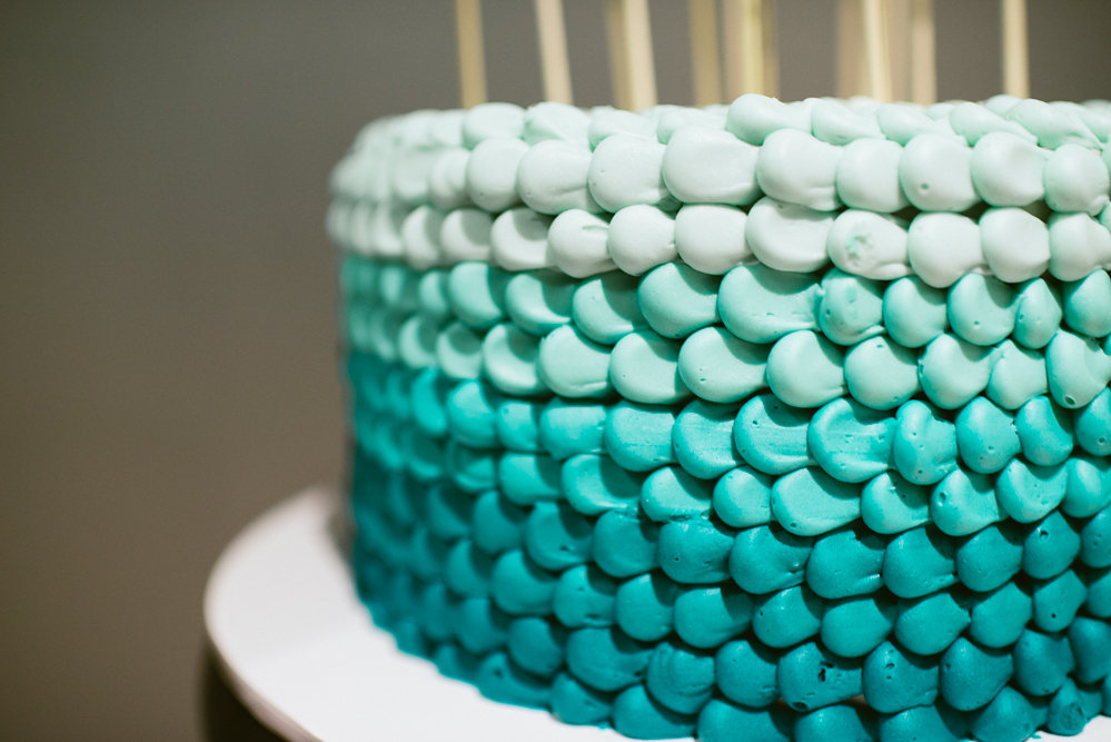 Teal Ombre Baby Shower Cake