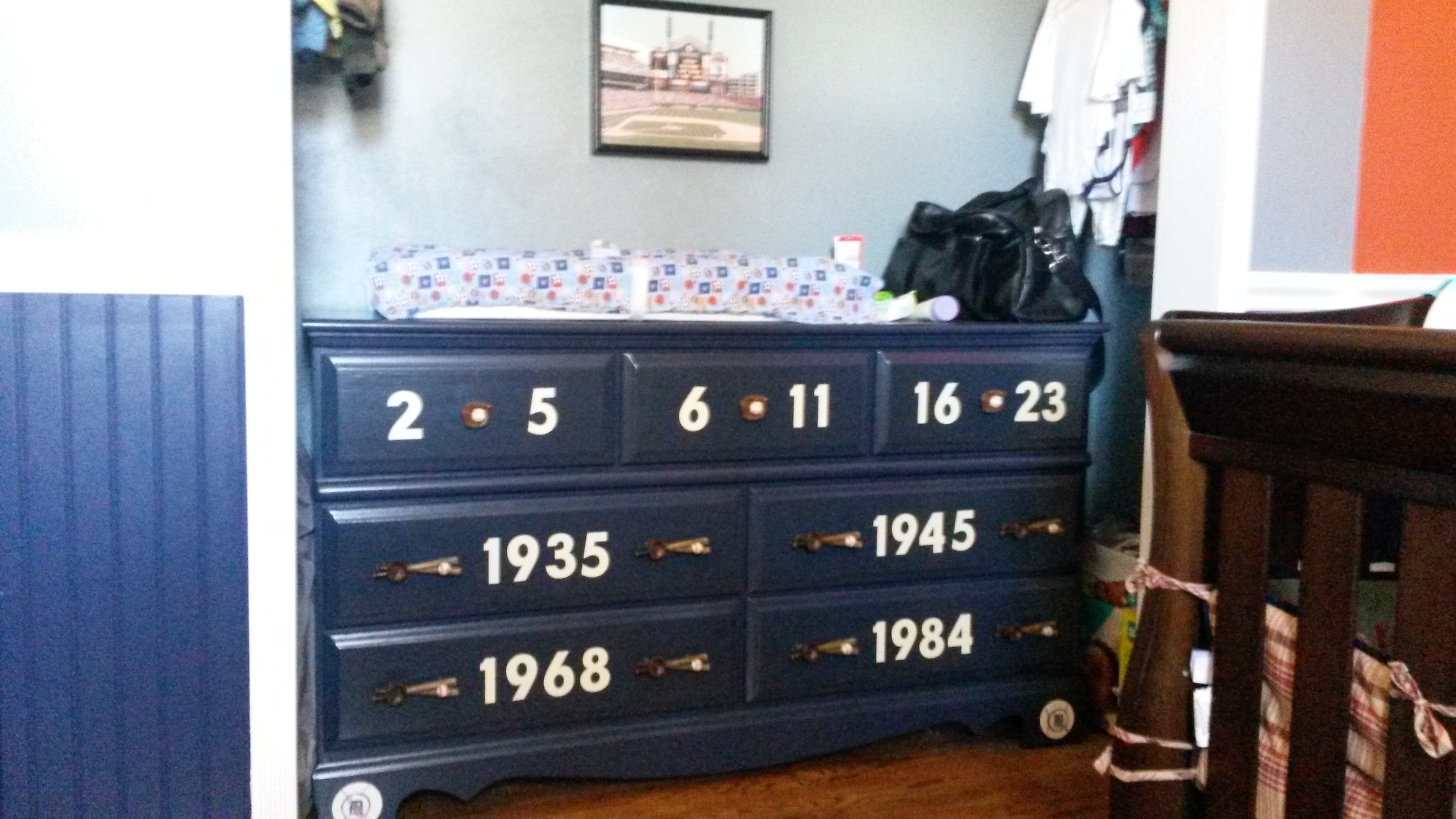 Refinished Navy Dresser with World Series Dates