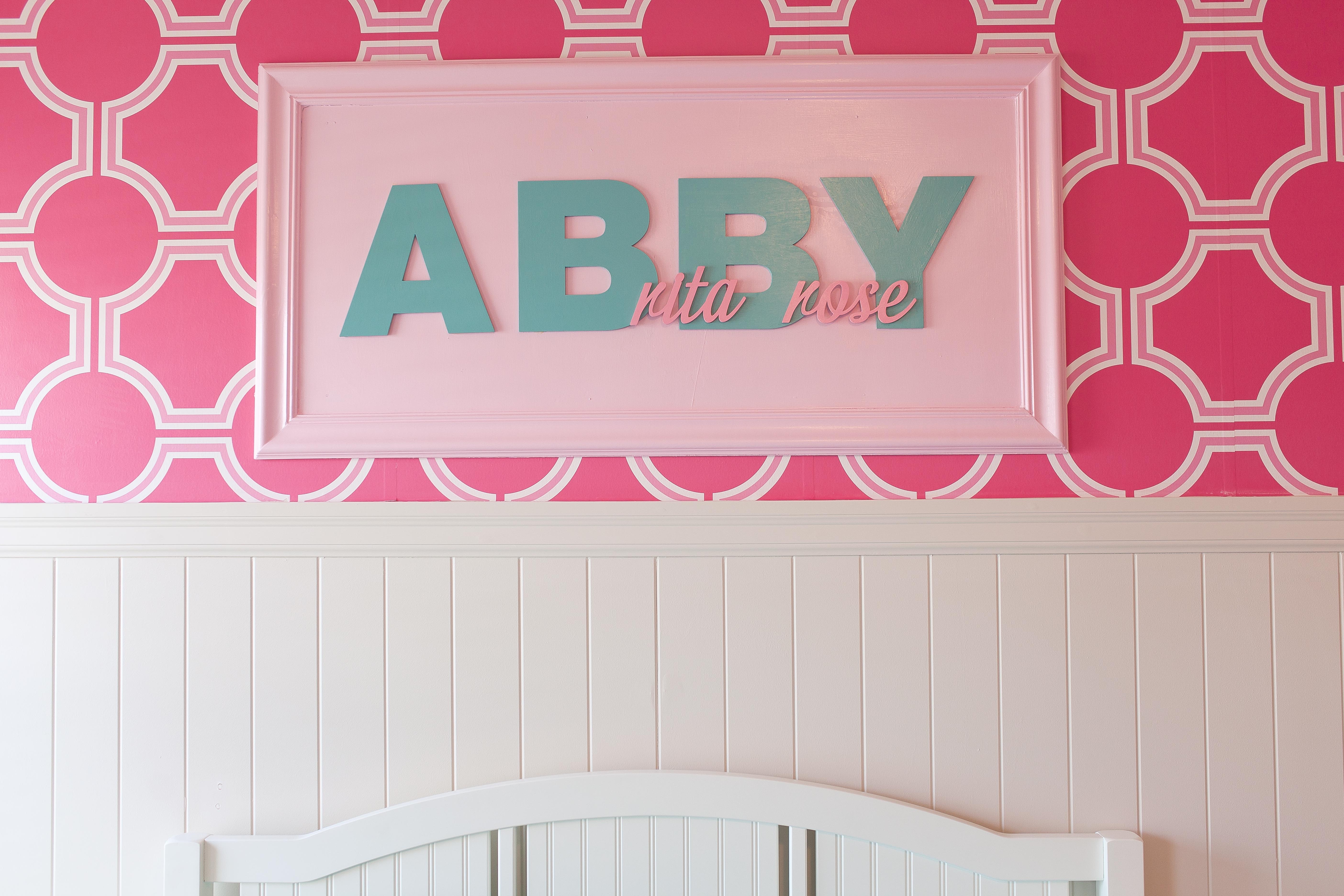 Personalized Wooden Letters with Geometric Wallpaper