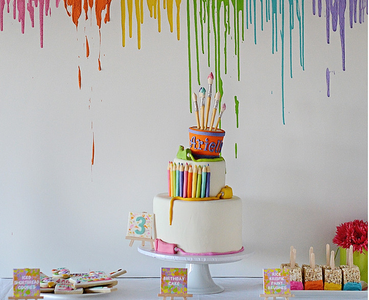 Decoration for Boy& X27;s First Birthday, Smash Cake in a Art Painter Style  Stock Photo - Image of childhood, ceremony: 153642604