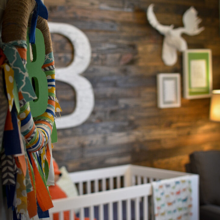 Woodland Nursery with Reclaimed Wood Accent Wall