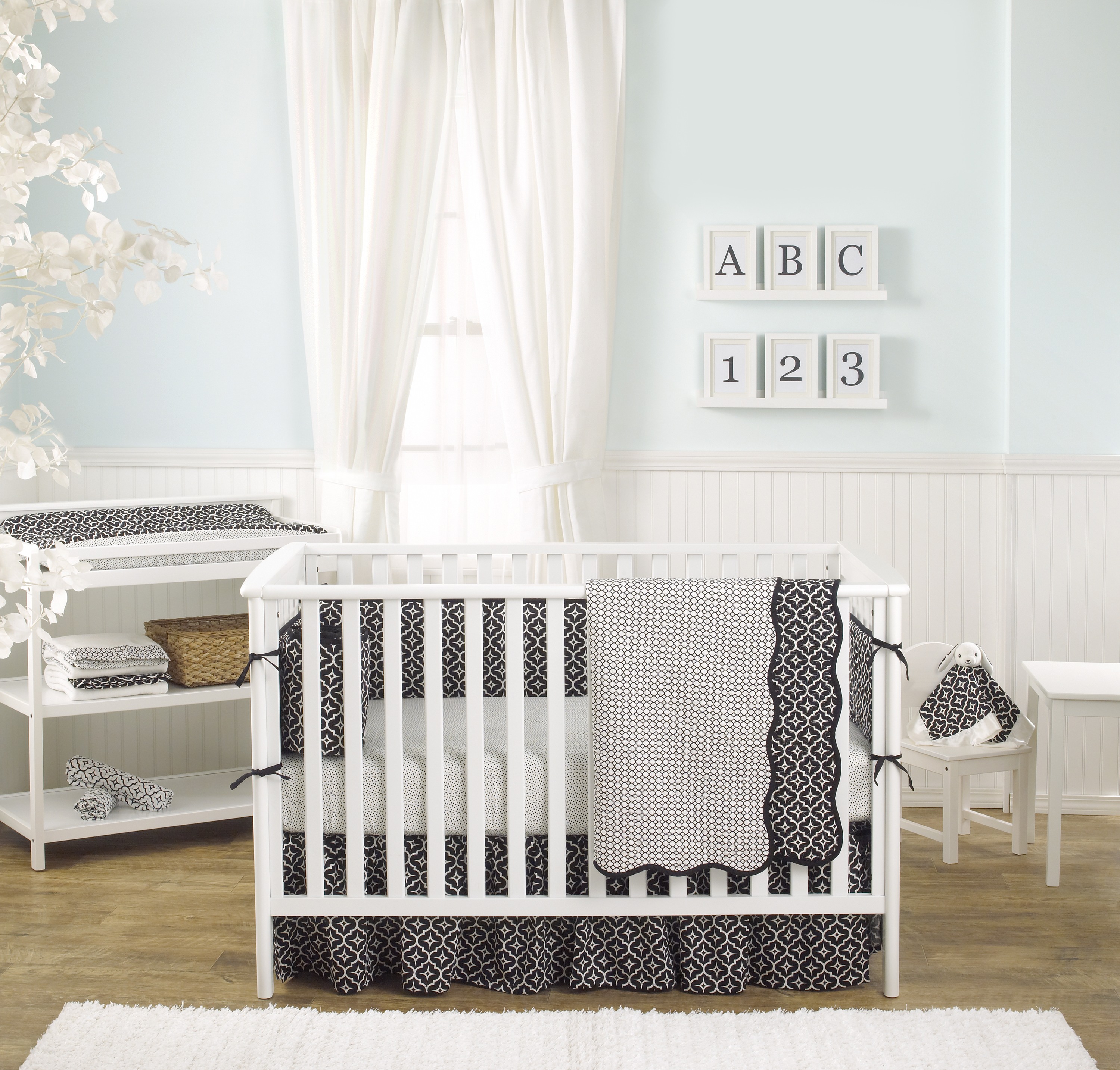 Black Lattice Crib Bedding Set from Balboa Baby