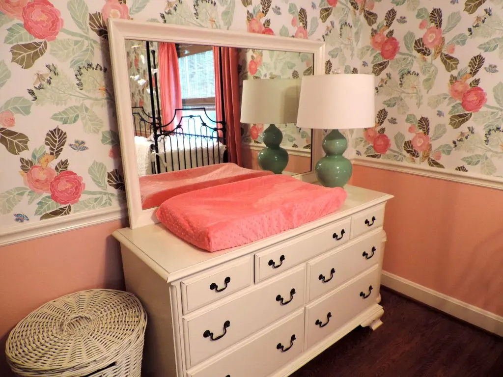 Nursery with Watercolor Peony Wallpaper - Project Nursery