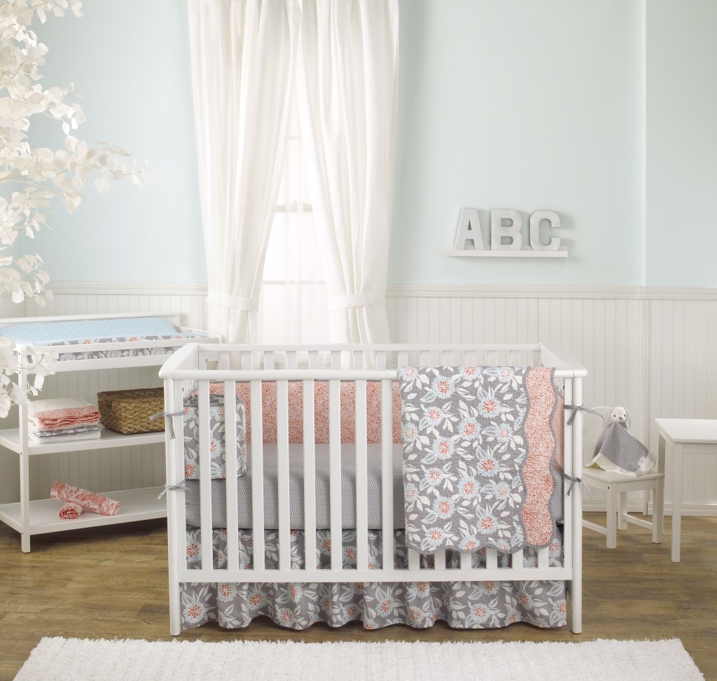 Balboa Baby Grey Dahlia Crib Bedding