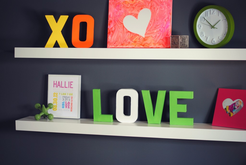 Love Themed Nursery Gallery Shelves - Project Nursery