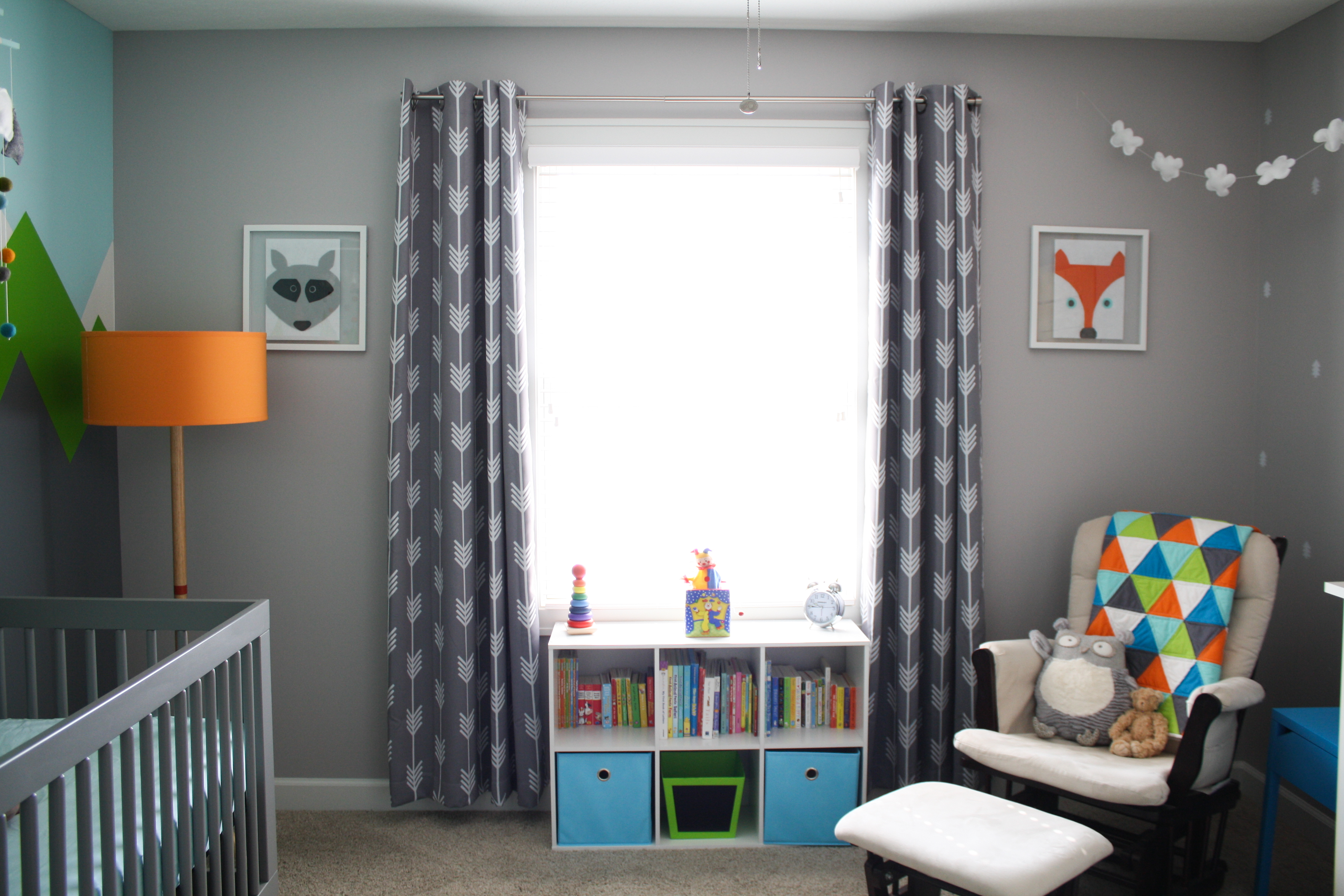 Gray Arrow Curtains in this Adventure Nursery