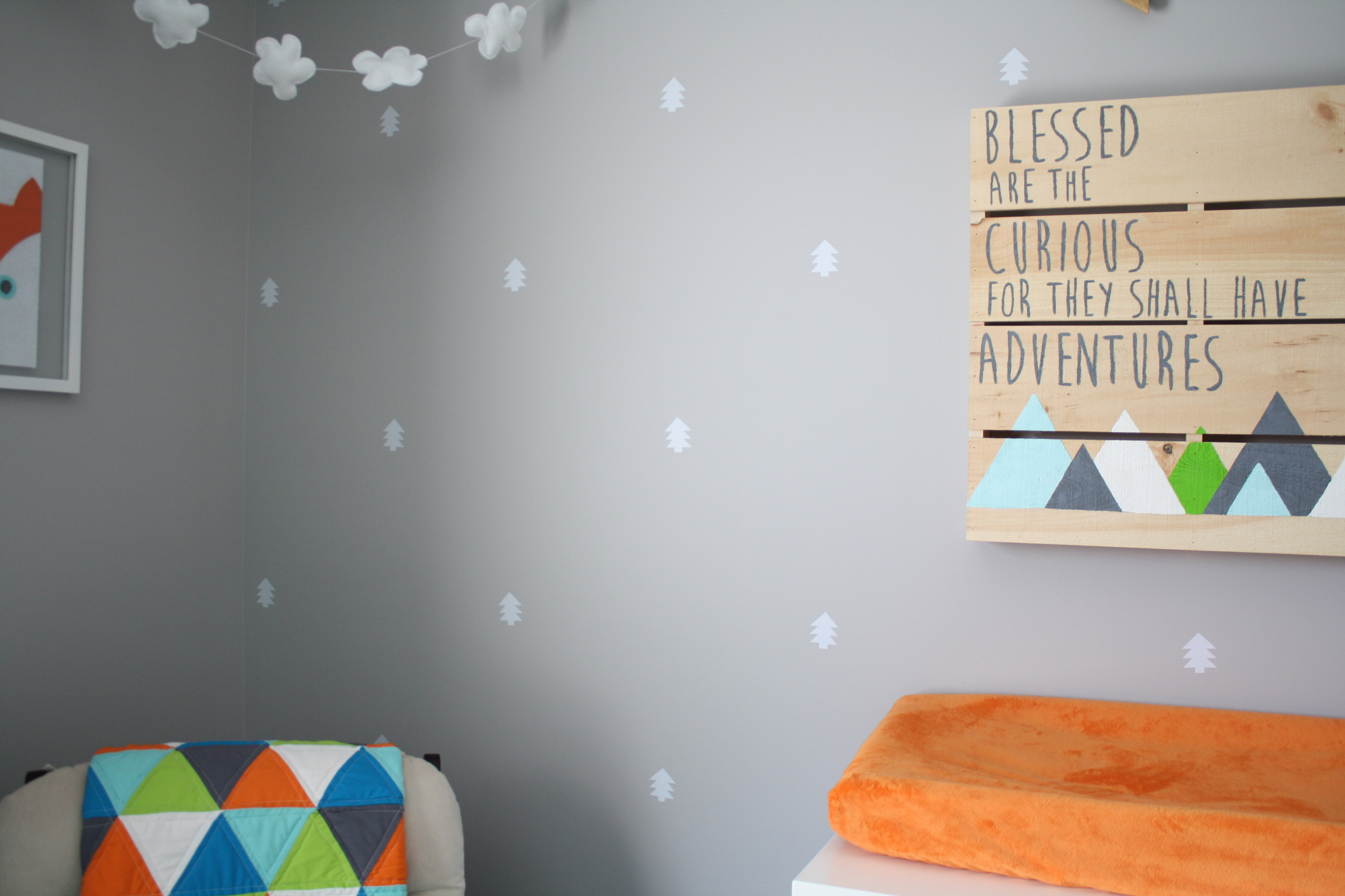 Vinyl Tree Decal Accent Wall in this Adventure Nursery