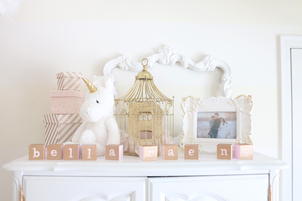 white and gold nursery