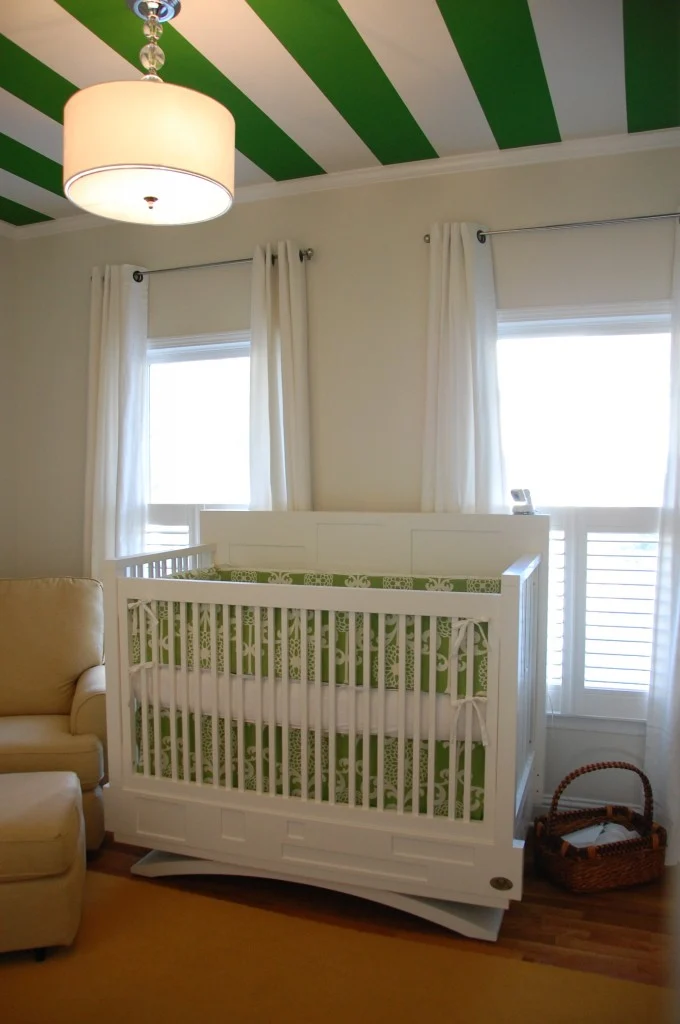 Kate Spade Inspired Nursery  with Green Striped Ceiling - Project Nursery