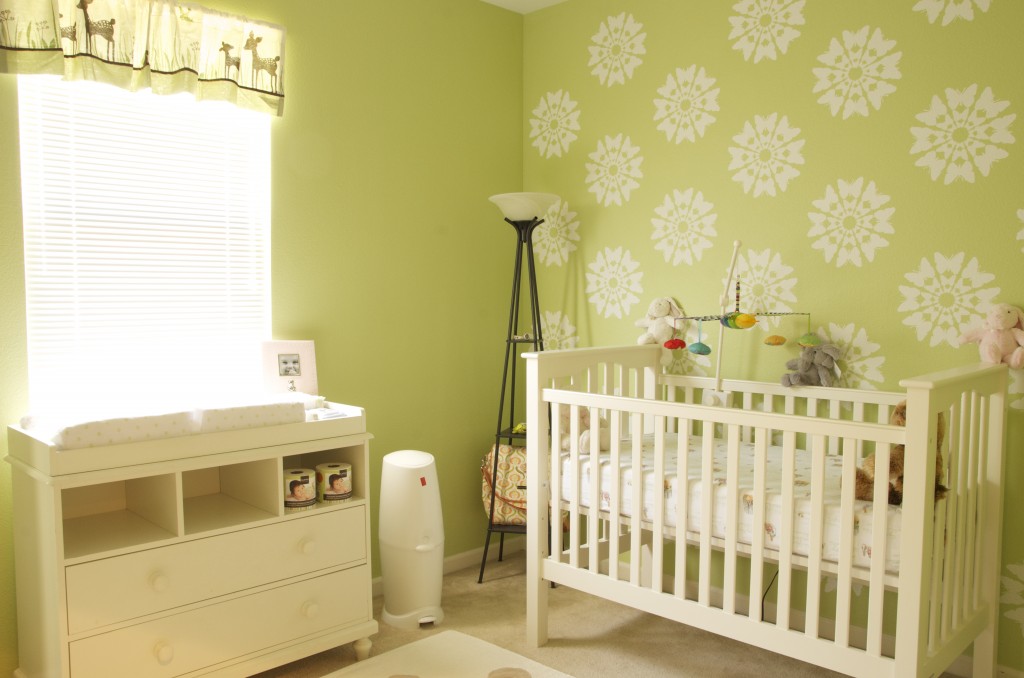 Light Green Nursery with Stenciled Accent Wall - Project Nursery