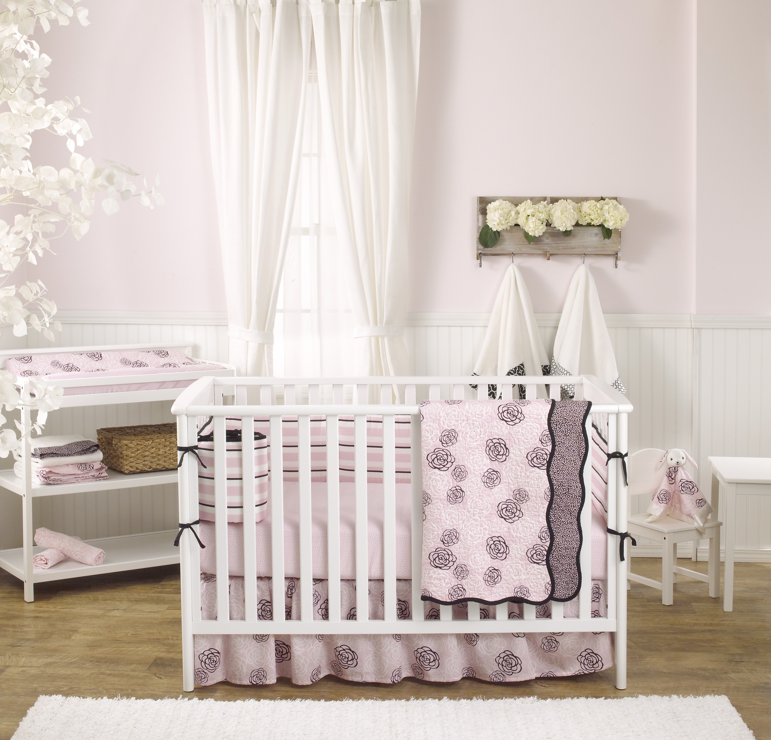 Pink Camellia Crib Bedding Set from Balboa Baby