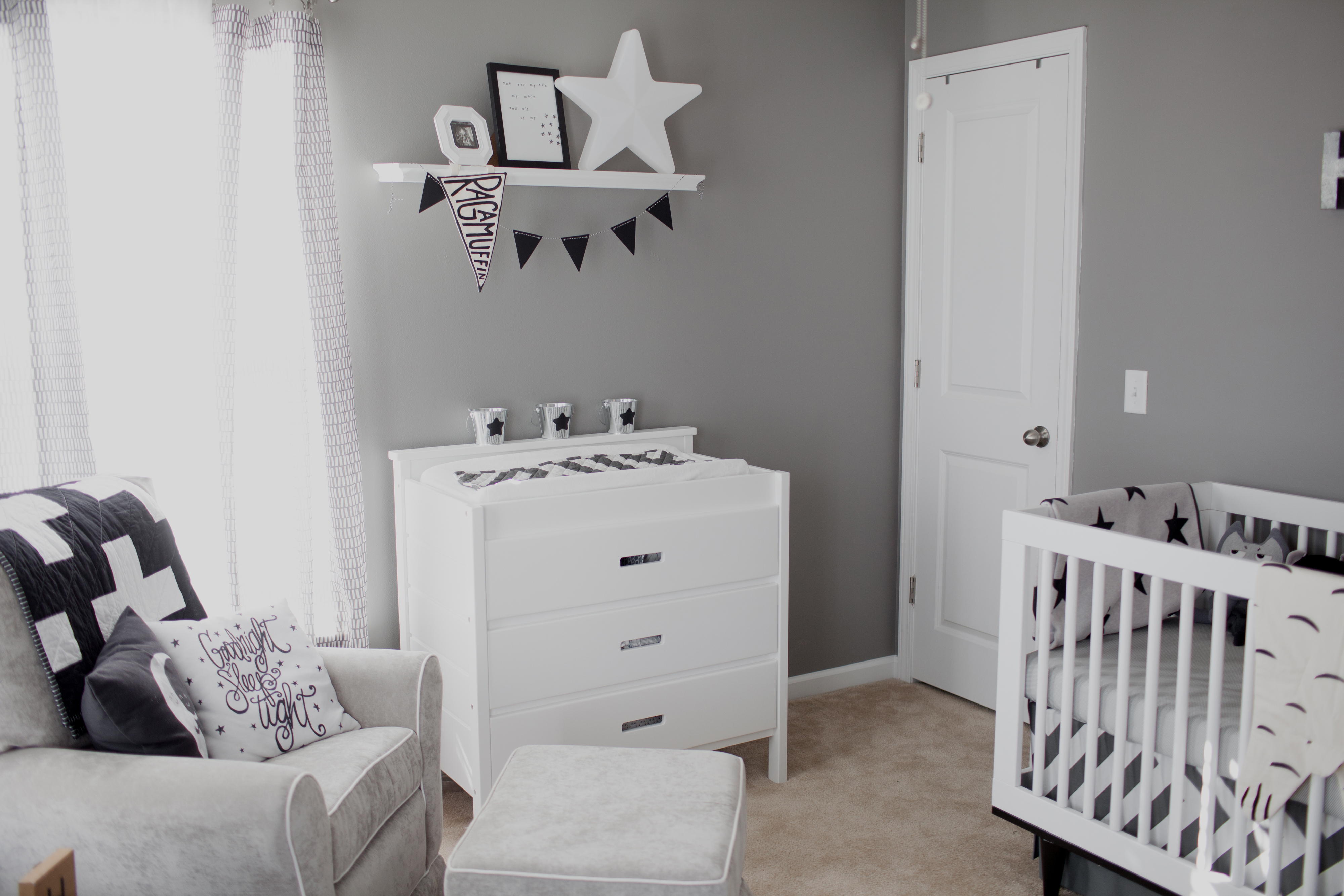 nursery with black furniture