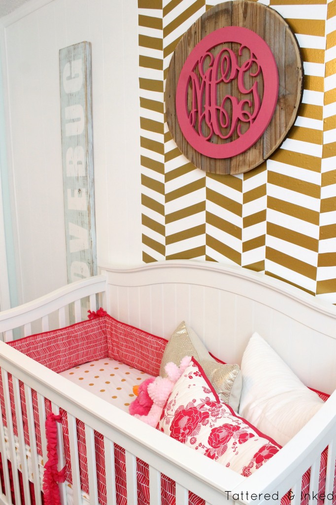 Gold Herringbone Nursery Accent Wall - Project Nursery