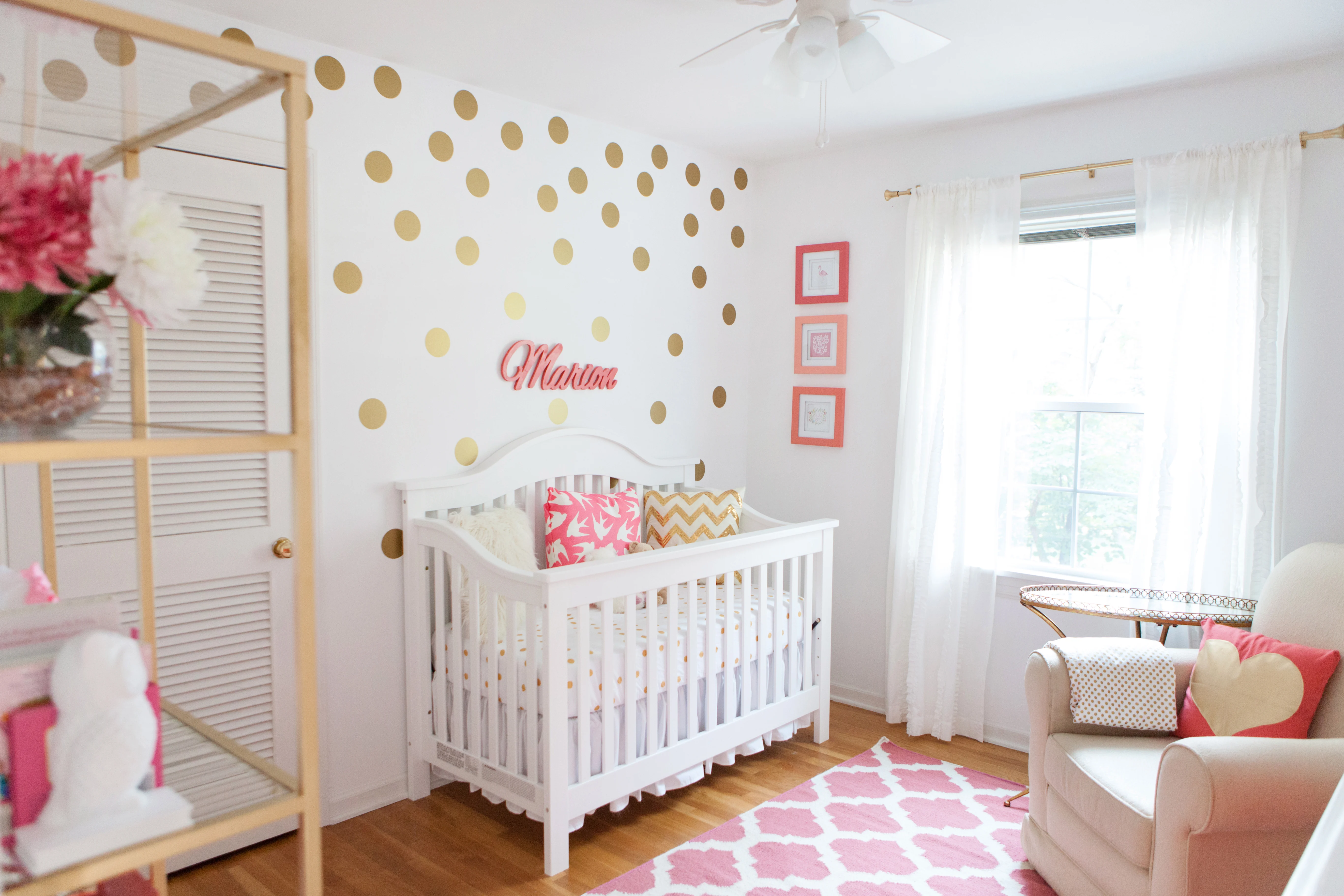 Coral & Gold Polka Dot Nursery