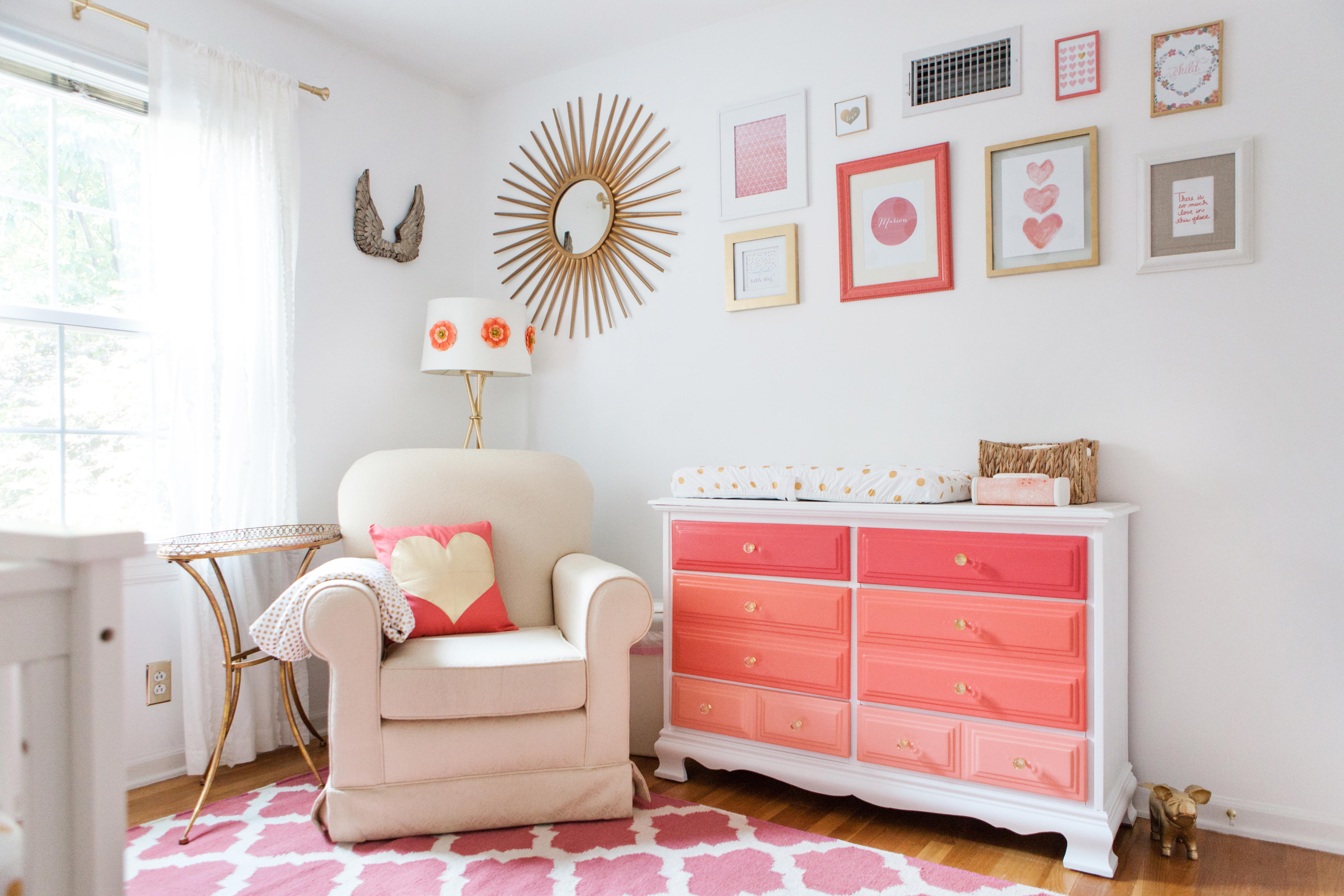 Pink and Coral Ombre Dresser