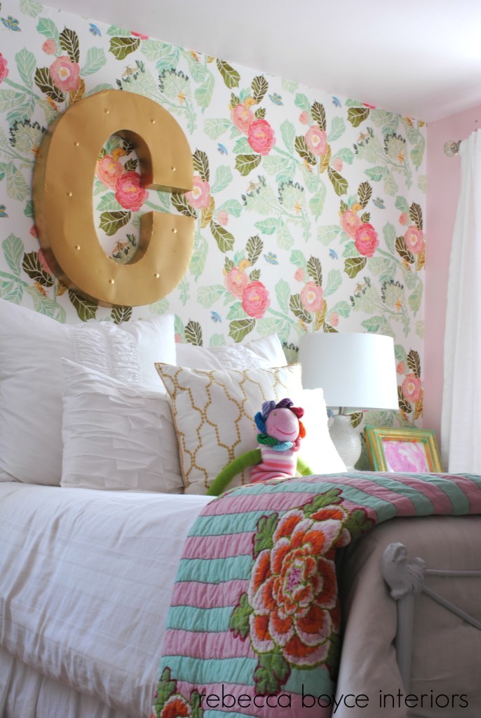 Big Girl Room with Watercolor Peony Wallpaper - Project Nursery