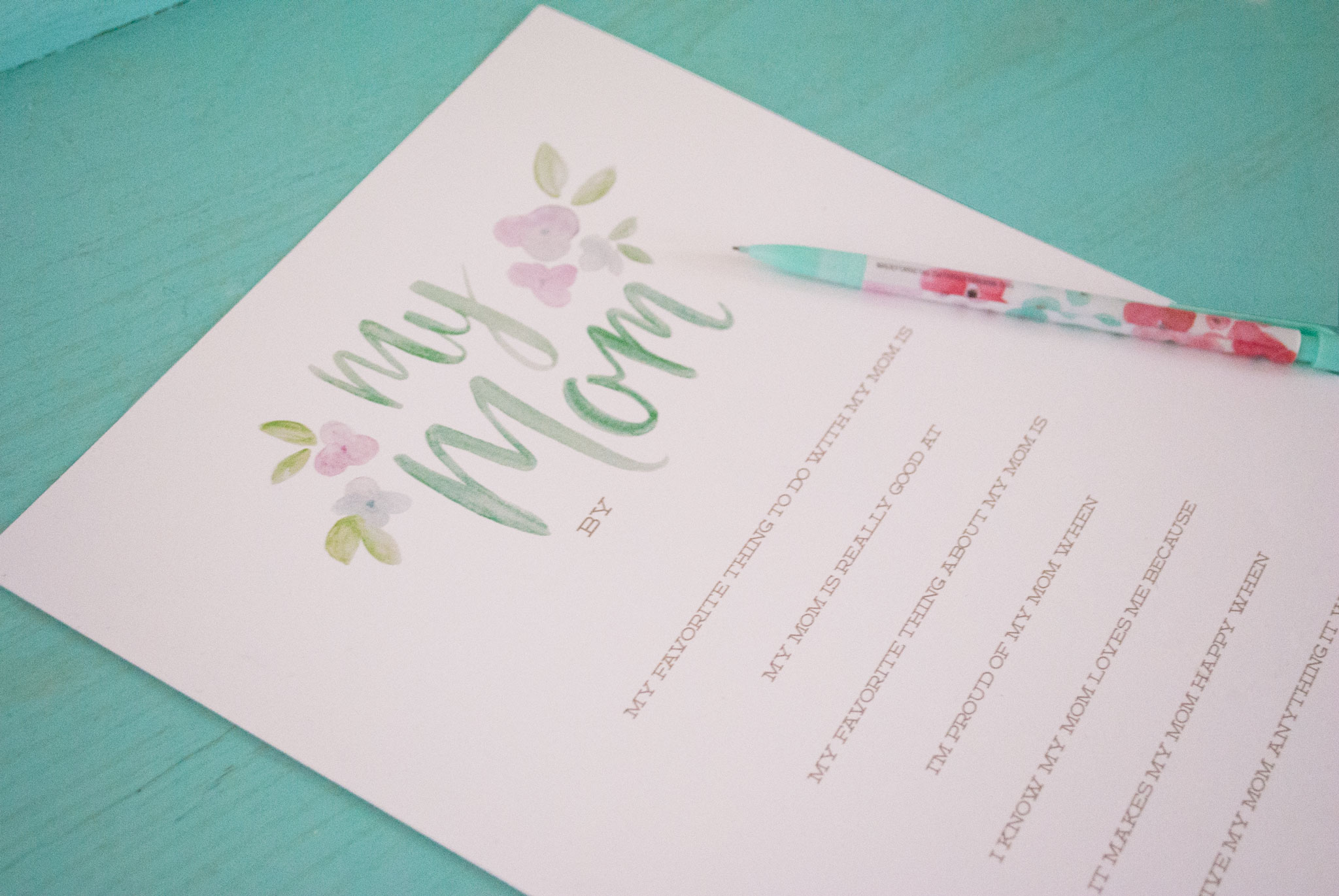 Printable Mother's Day Keepsake Interview