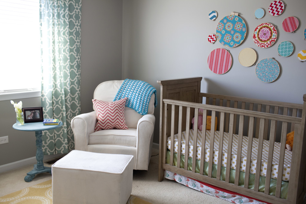 Gray Nursery with Embroidery Hoop Wall Art - Project Nursery