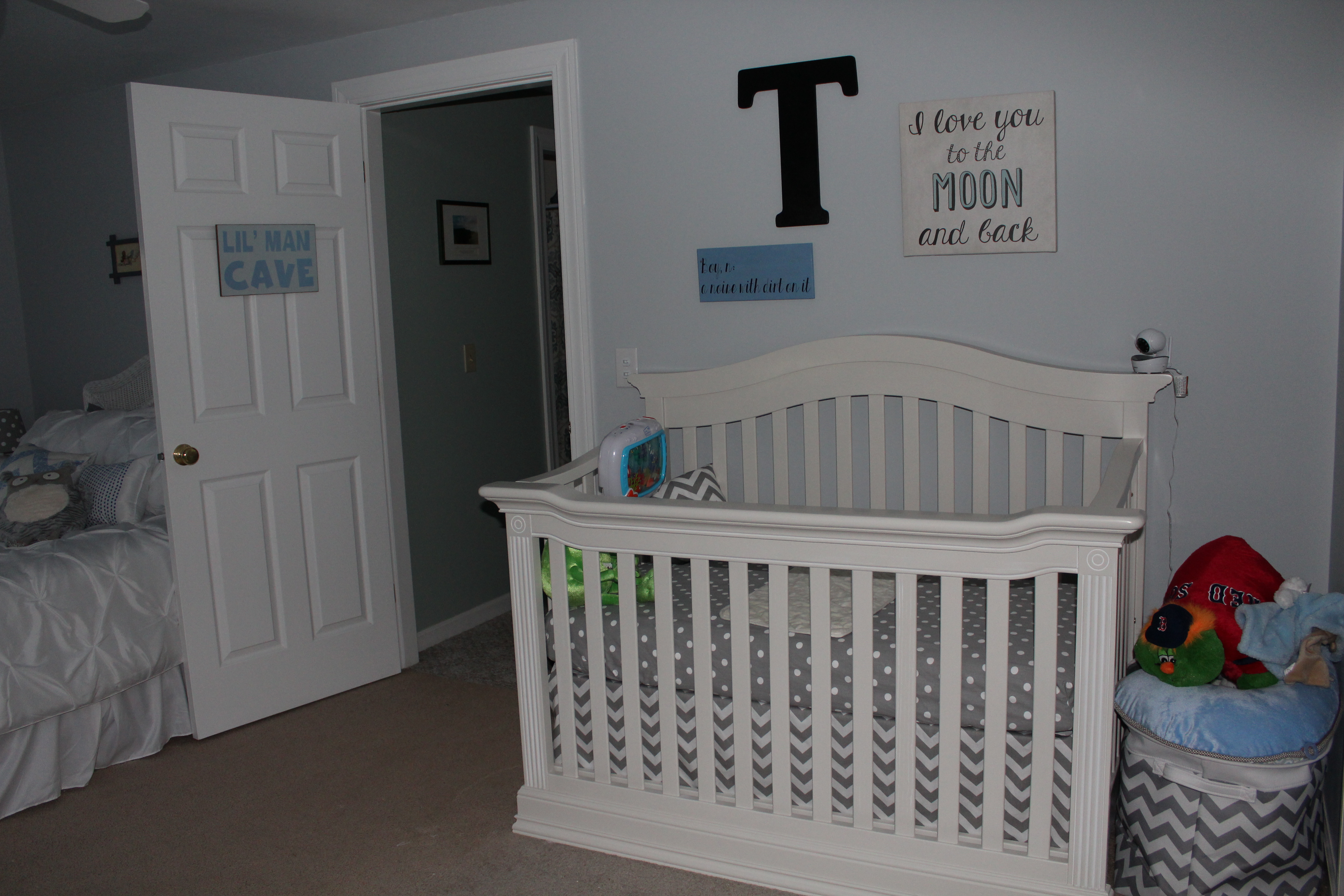 gray and white chevron toy chest