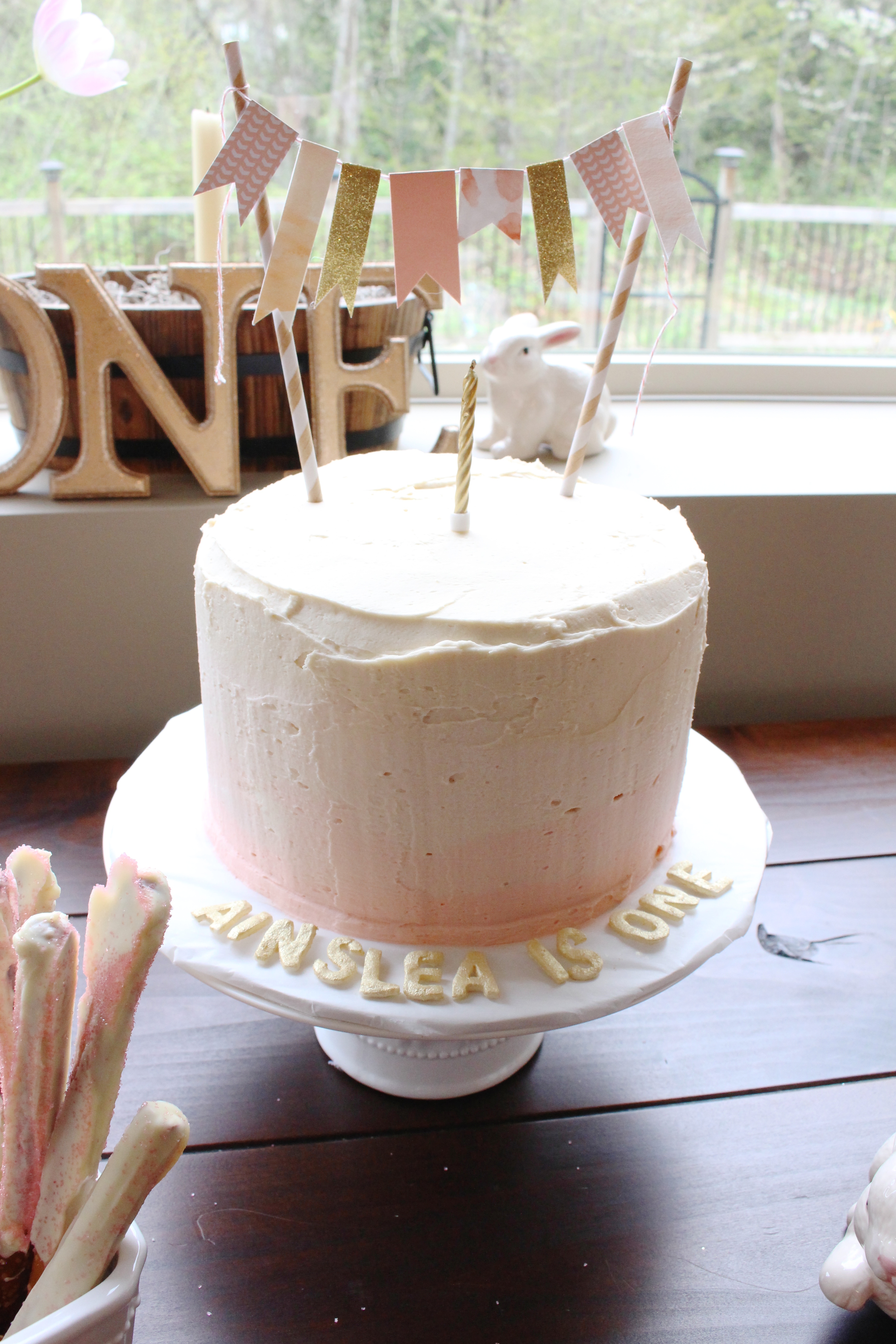 Peach and Ivory Ombre Birthday Cake