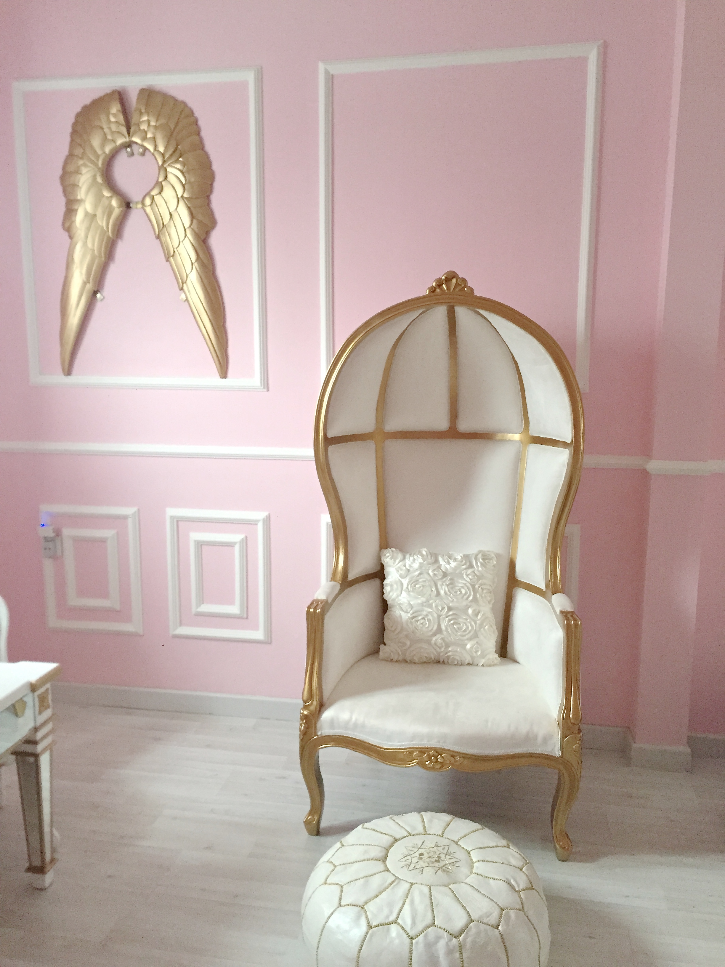 Custom White and Gold Potter Chair in this Parisian Nursery
