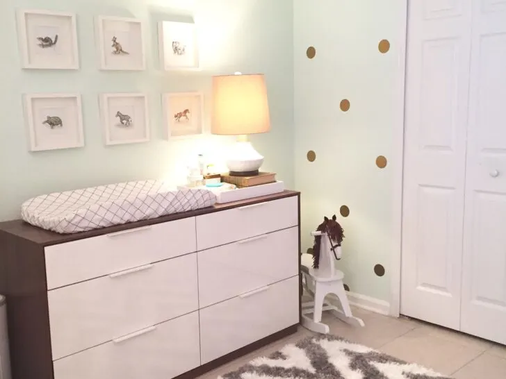 Gold Polka Dots in this Modern Gender Neutral Nursery