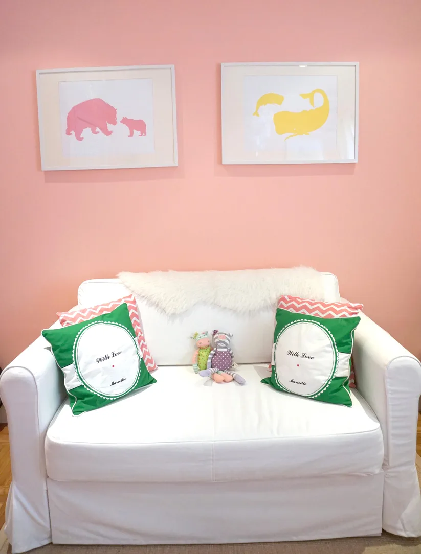 Pink Nursery with Silhouette Animal Artwork