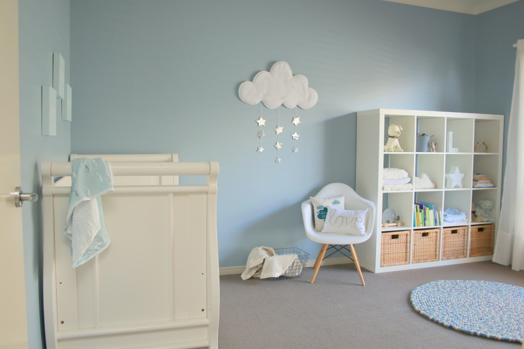 Blue and White Nursery with Cloud Wall Hanging - Project Nursery