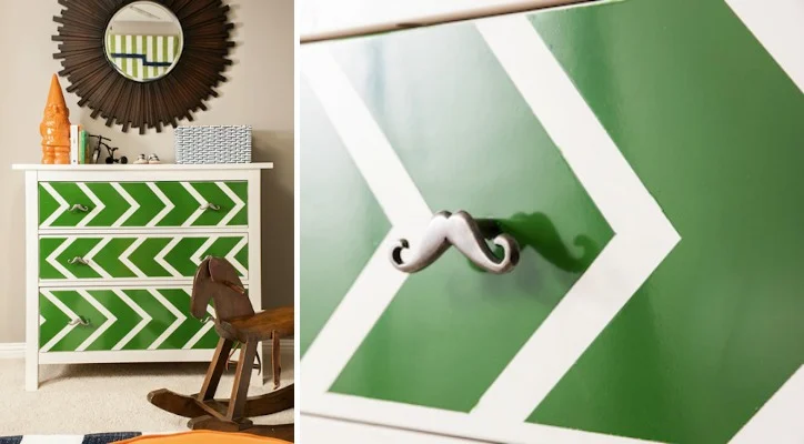 Green and White Zig Zag Drawer Fronts - Project Nursery