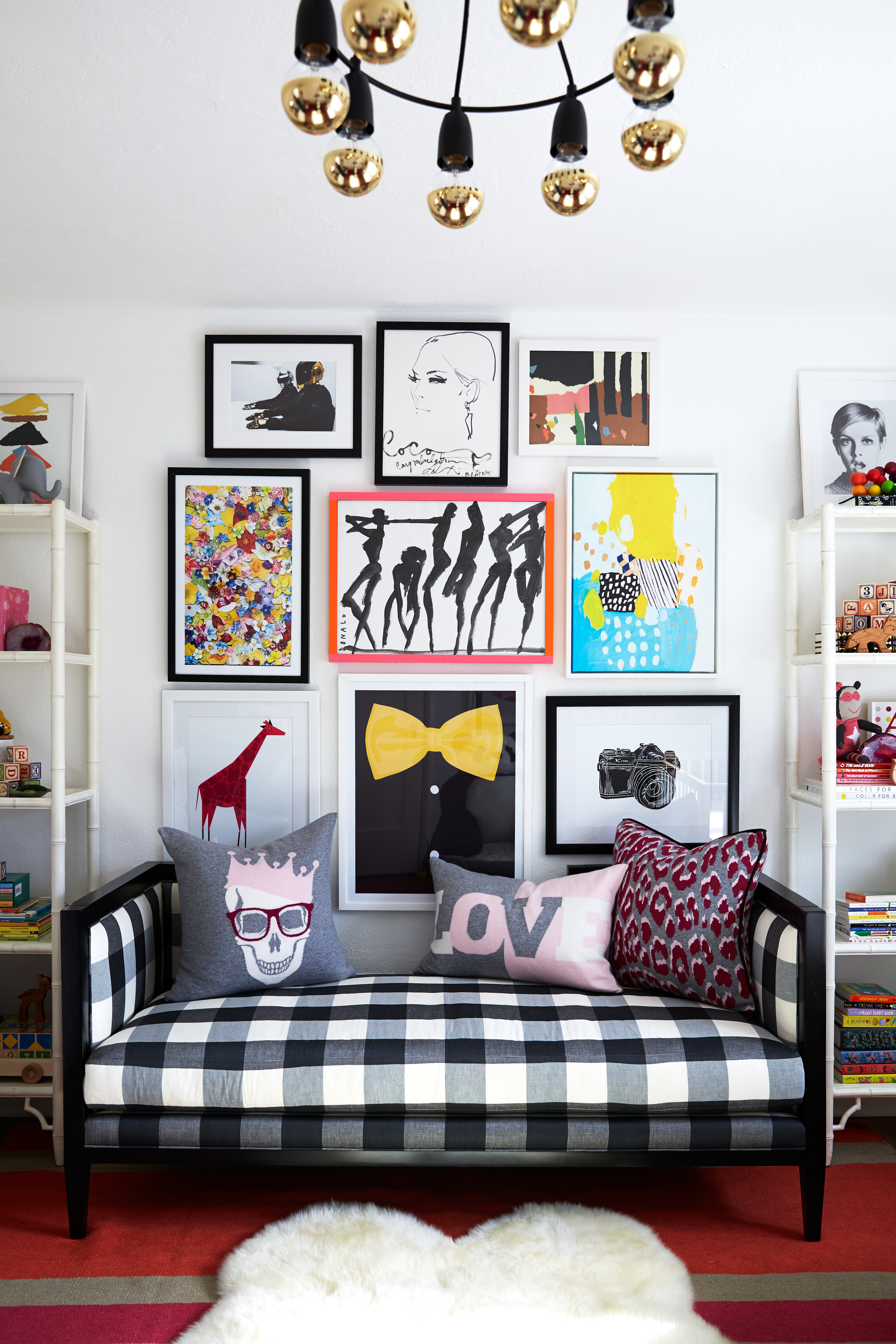 Gingham Bench and Pop Art Wall Gallery