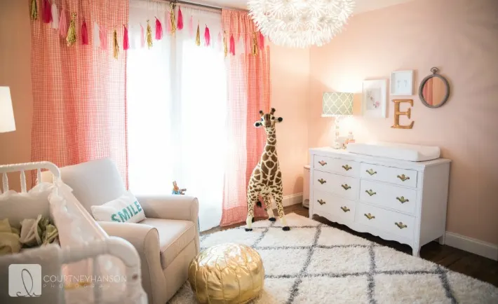 Coral, White and Gold Nursery - Project Nursery
