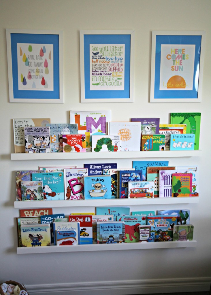 Bookshelf Wall in this Bright and Colorful Nursery