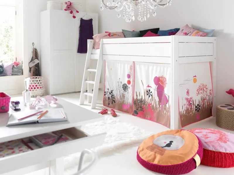 Lofted Bed with Alice in Wonderland Canopy