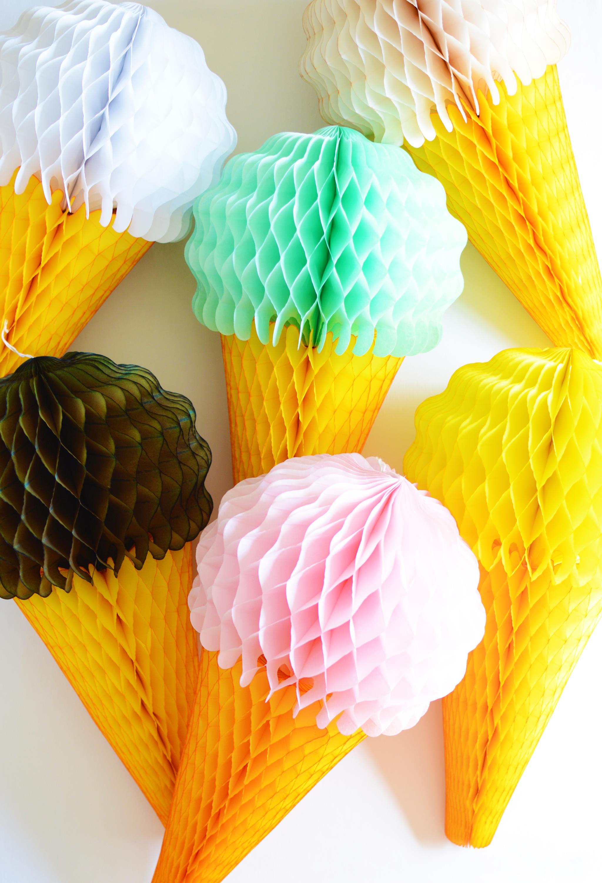 Honeycomb Tissue Paper Ice Cream Cones