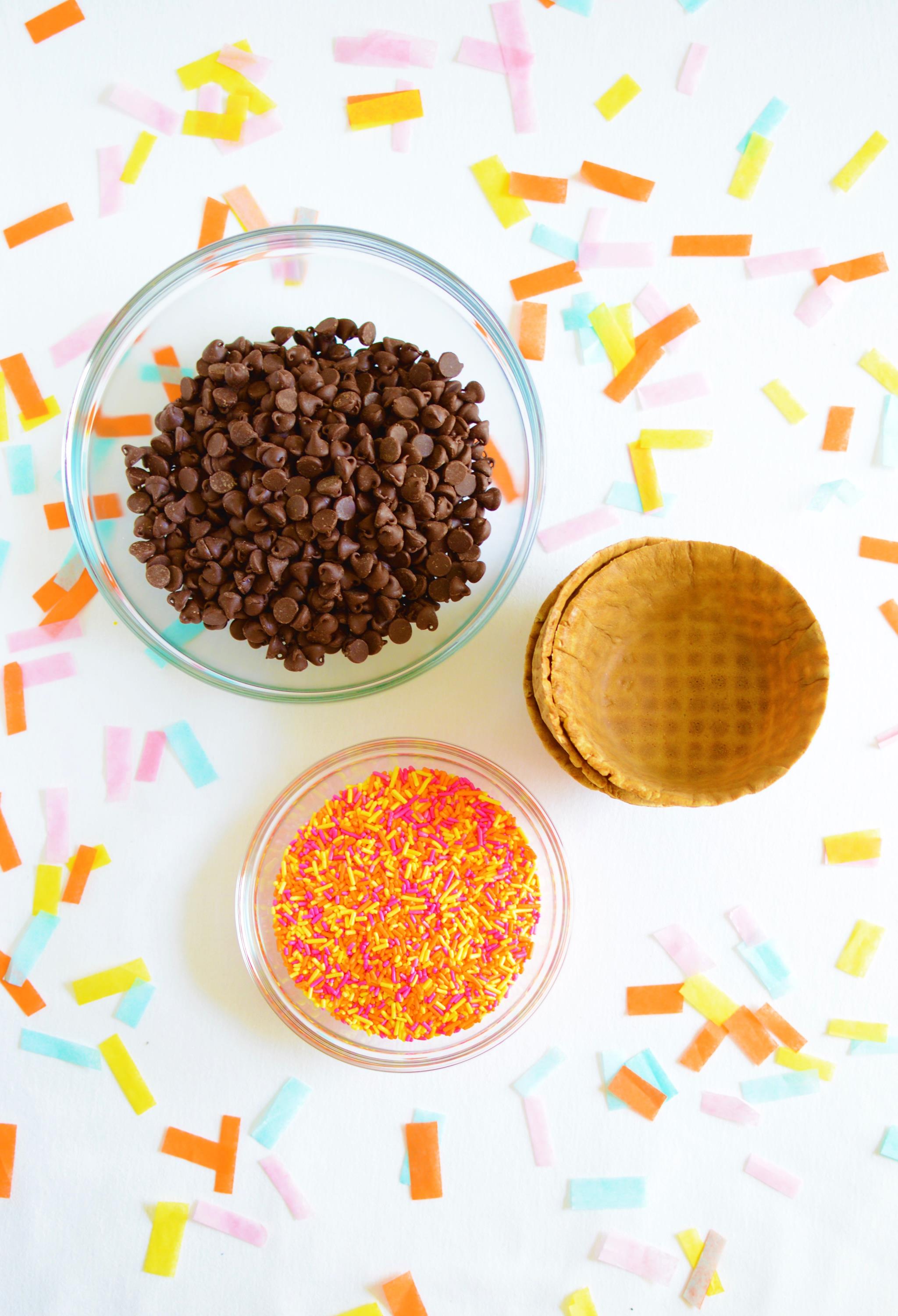 DIY Chocolate Dipped Waffle Bowls