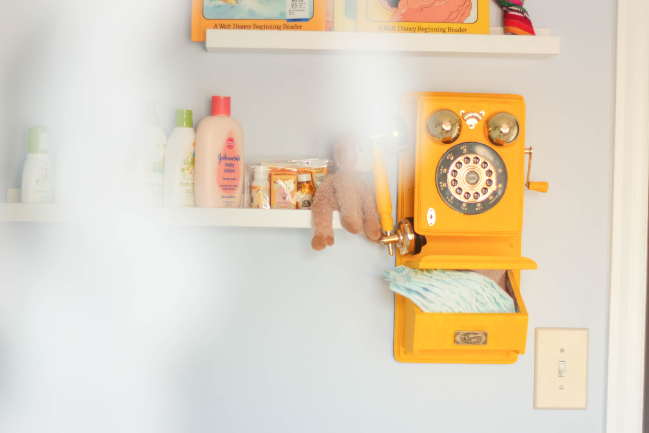 Vintage Yellow Phone in this Native American Nursery