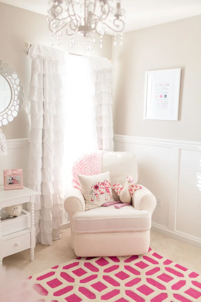 Soft Beige and White Nursery with Pops of Pink - Project Nursery