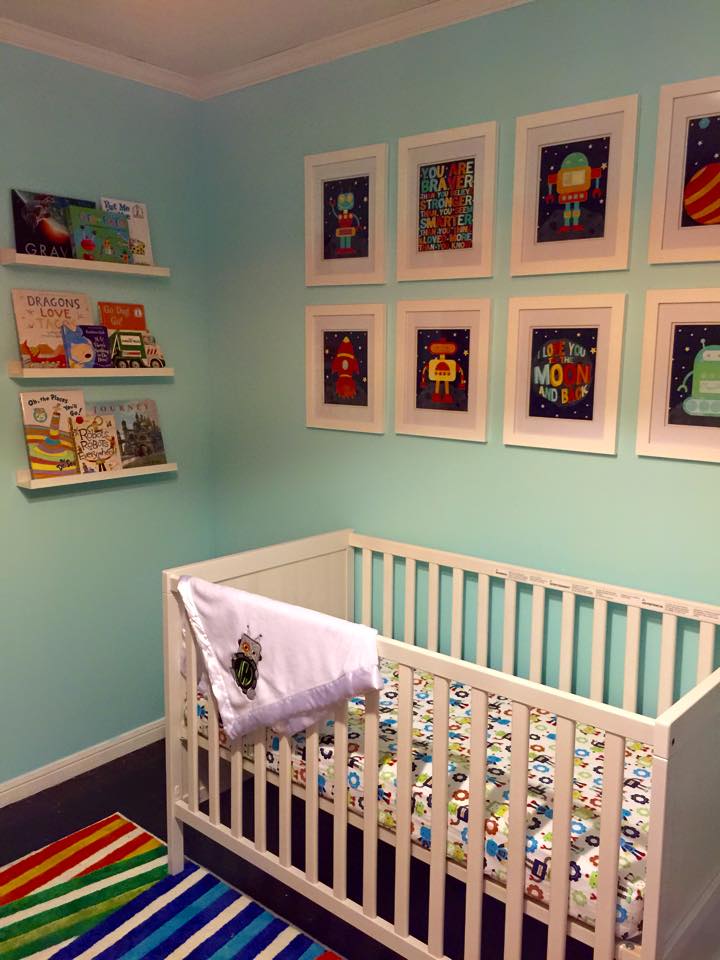 Turquoise and Orange Baby Bot Nursery