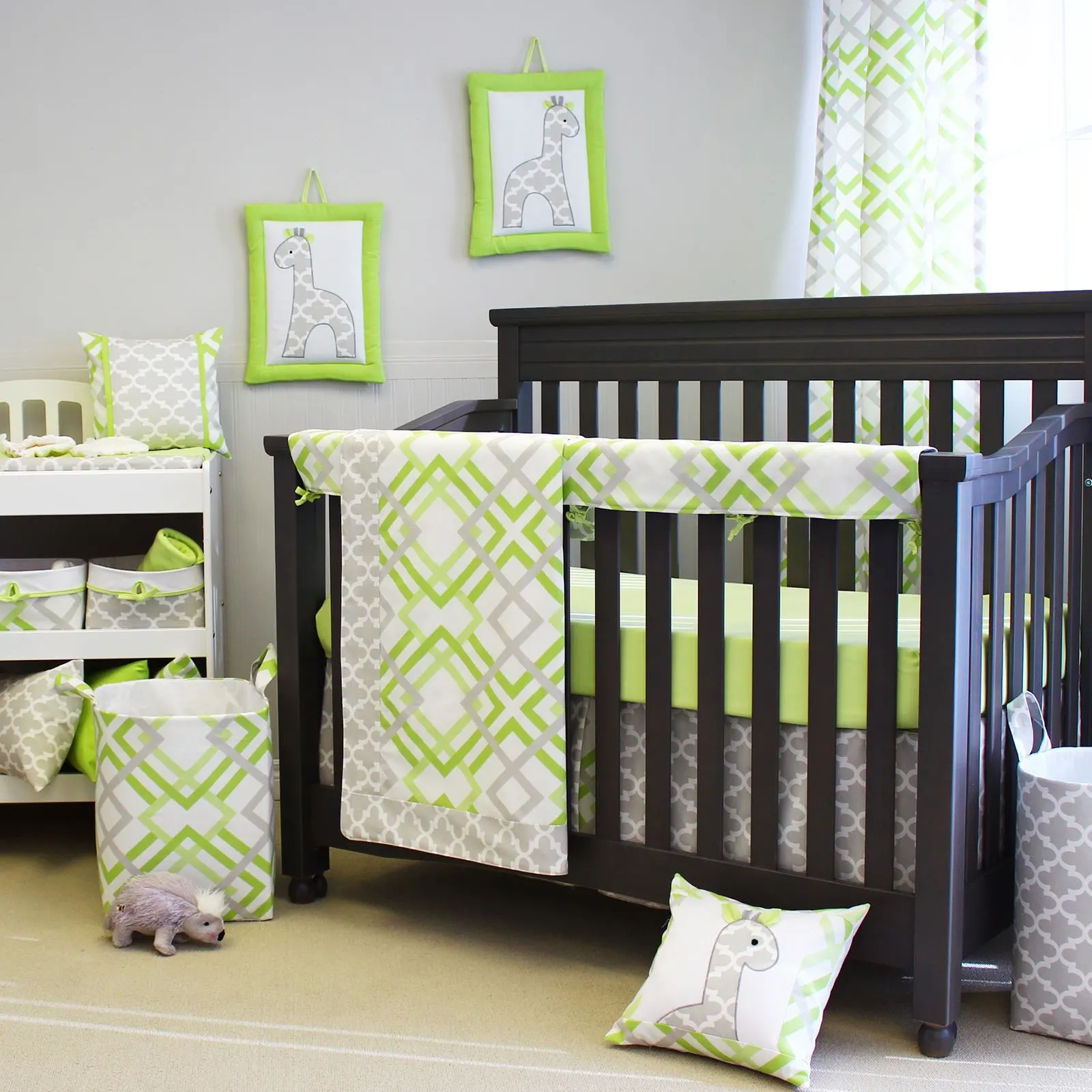 Green and Gray Baby Bedding from Sweet Kyla