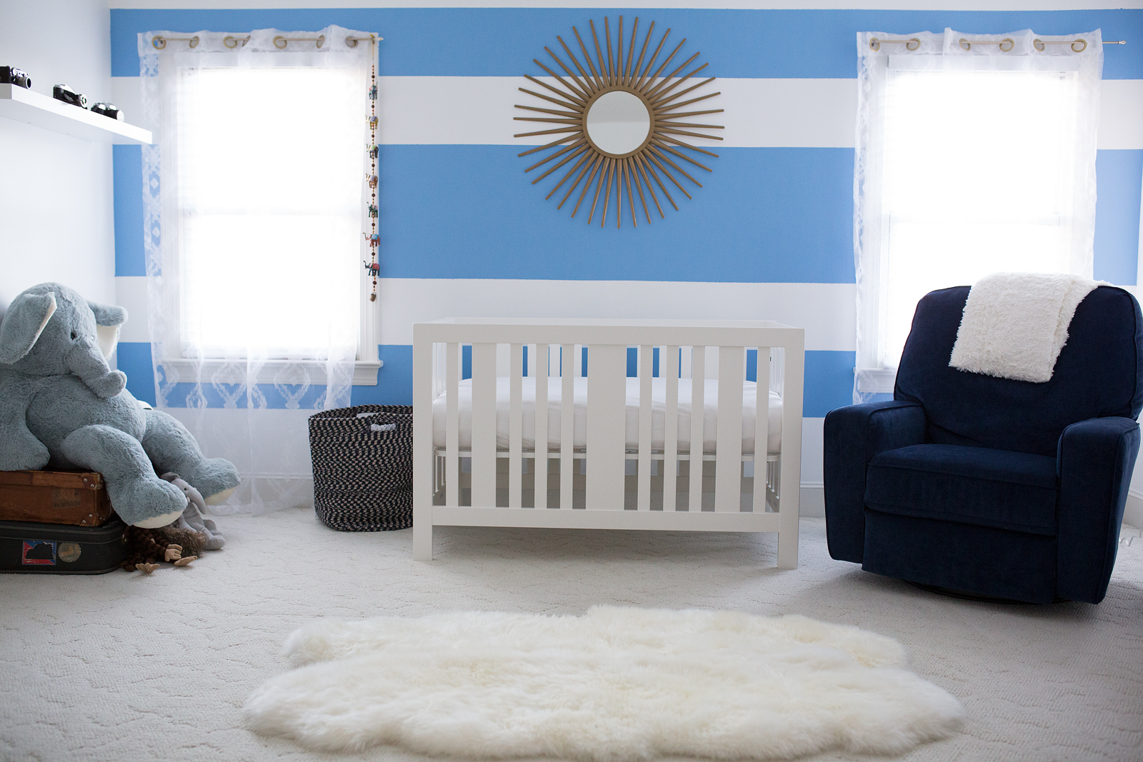 Blue and White Travel-Inspired Nursery