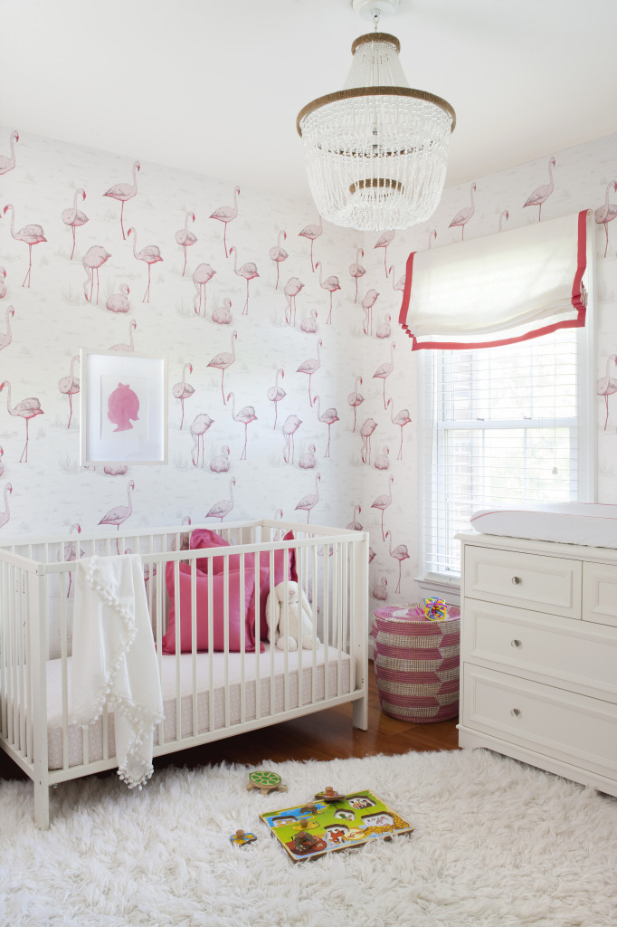 flamingo wallpaper nursery