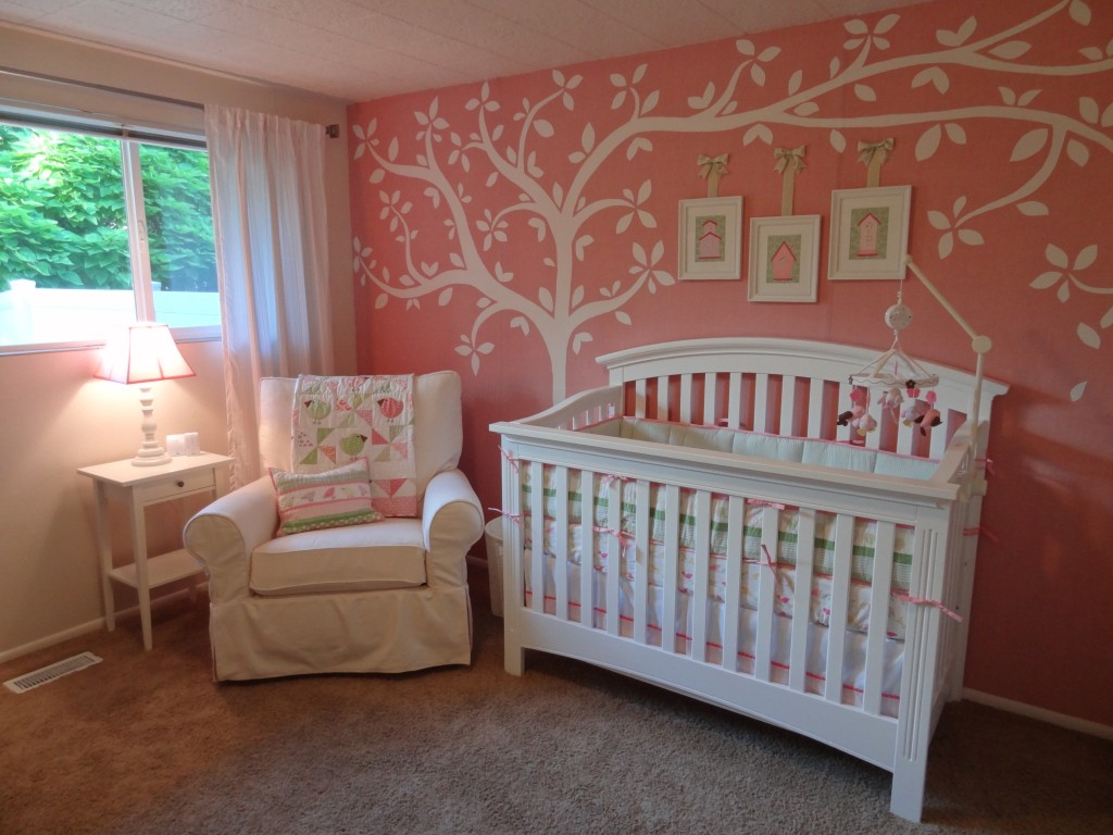 Pink Nursery with Tree over Crib - Project Nursery