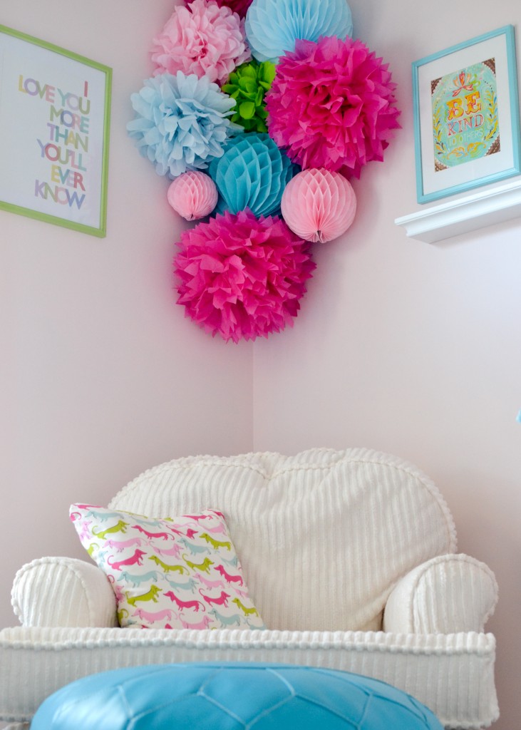 Bold Tissue Poms in Girl's Nursery - Project Nursery