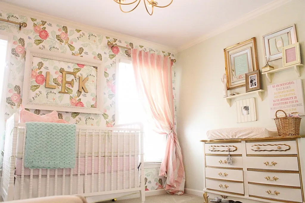 Vintage Inspired Girl's Nursery with Anthropologie Floral Wallpaper - Project Nursery