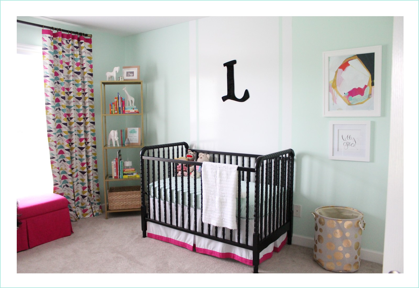 Black Jenny Lind Crib in this Eclectic Nursery