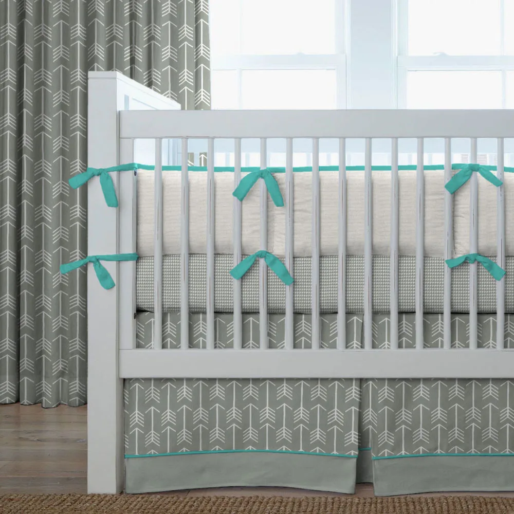 Gray and Teal Arrow Crib Bedding from Carousel Designs