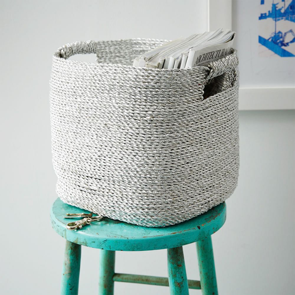 Metallic Woven Storage Basket from West Elm